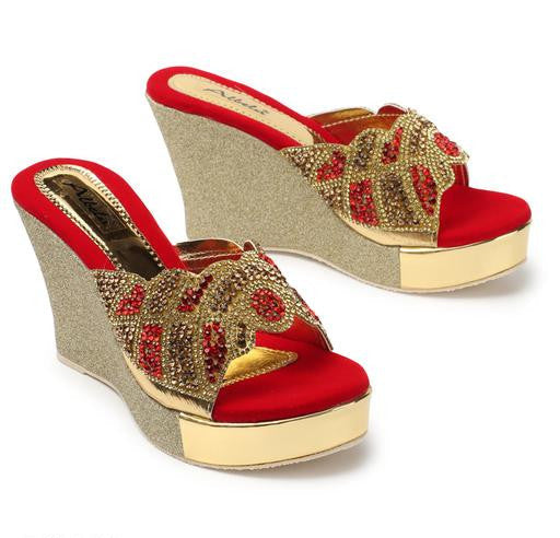 Albela Women's Trendy Partywear & Bridal Wedge Heel Sandal