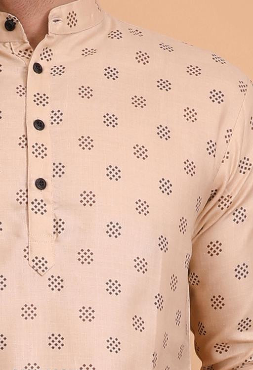 DARKCHILL Men's Ethnic Motif Brown Printed Kurta
