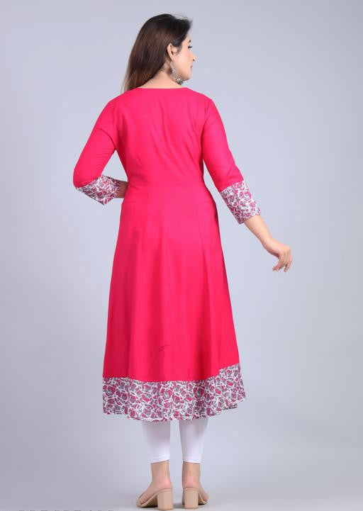 Trendy Rayon Anarkali Gown with Three-Quarter Sleeves