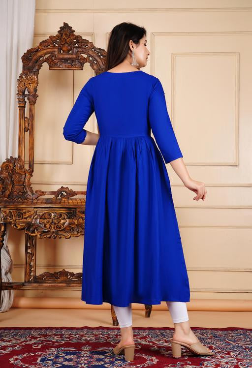 Elegant Rayon Anarkali with Three-Quarter Sleeves
