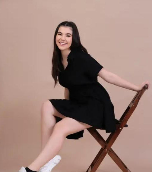Black Short Middi 3 Button Dress