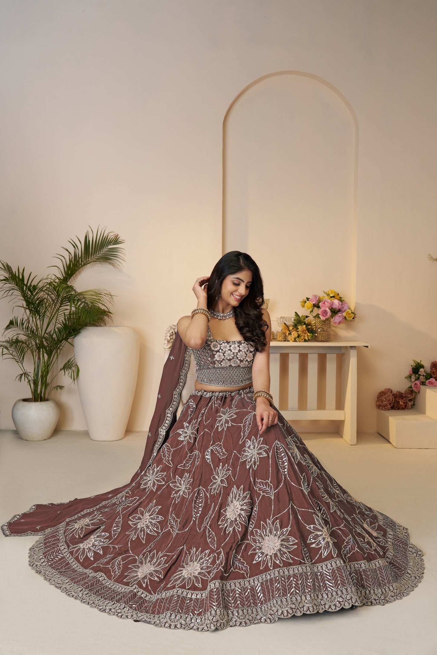 Blossom in Spring Mauve Color Sequin-Styled Lehenga for the Dreamy Bridesmaid