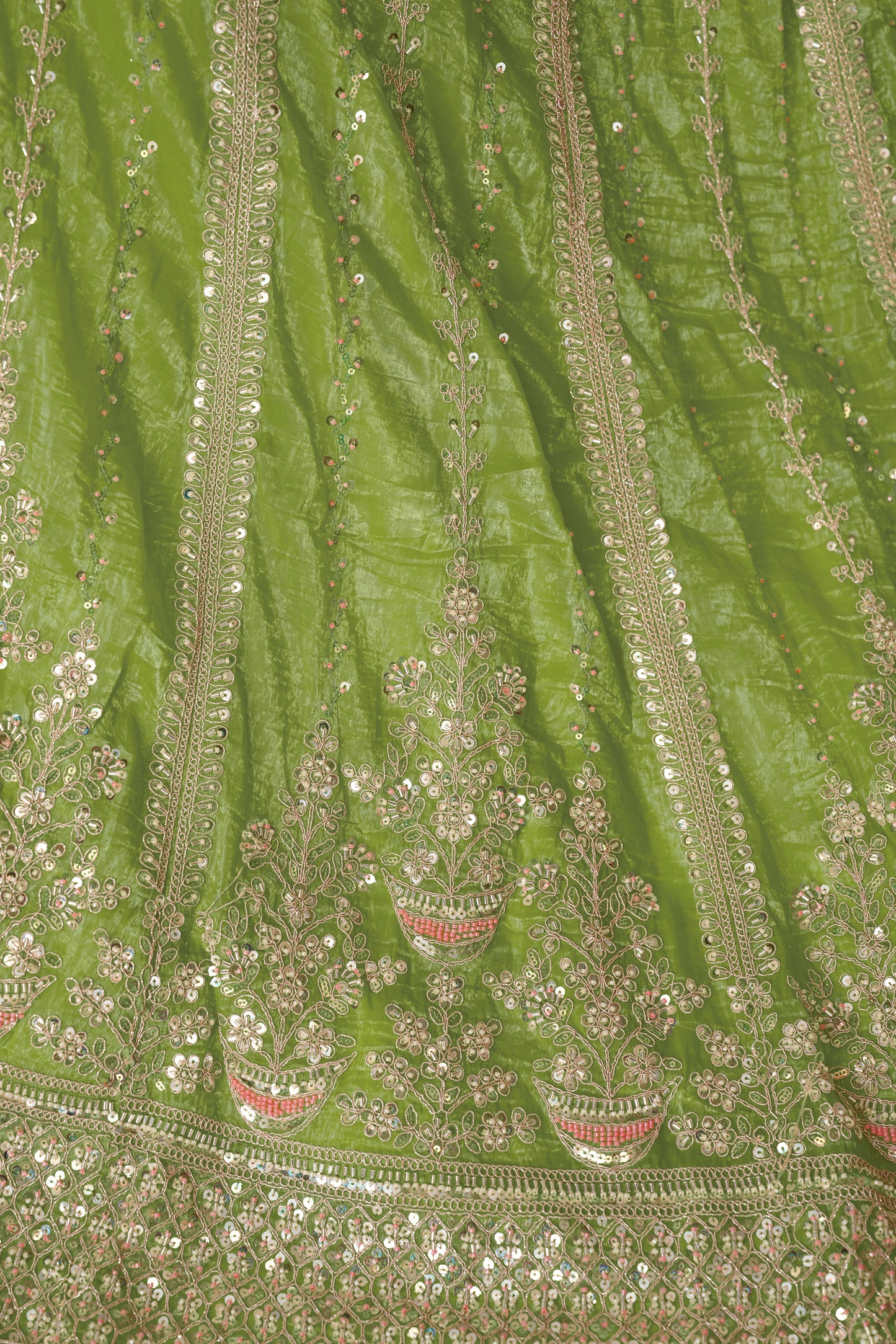 Green Mehendi Function Lehenga with Sequins & Cut Dana Work