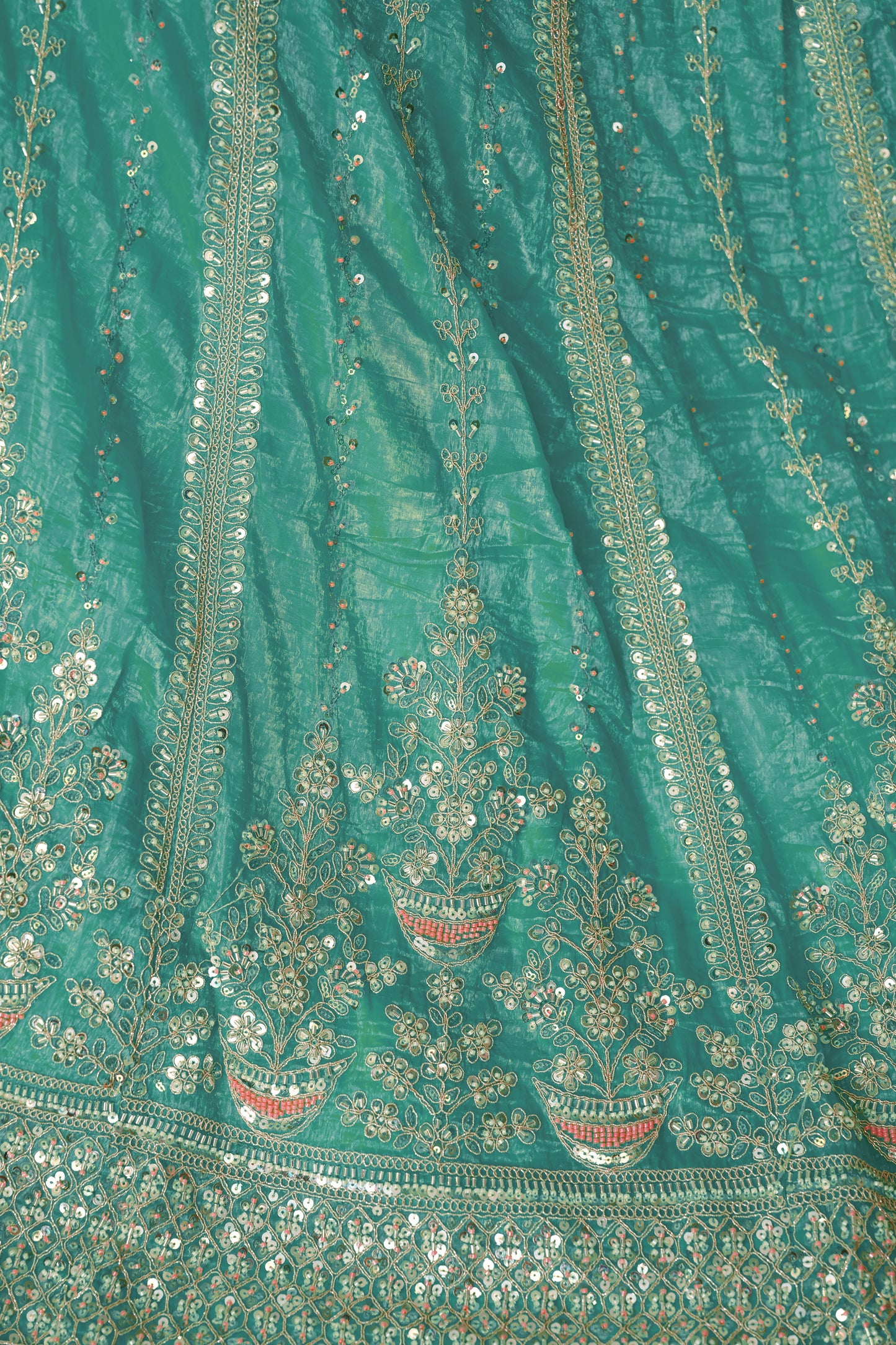 Elegant Powder Blue Silk Lehenga with Sequins & Cut Dana Work