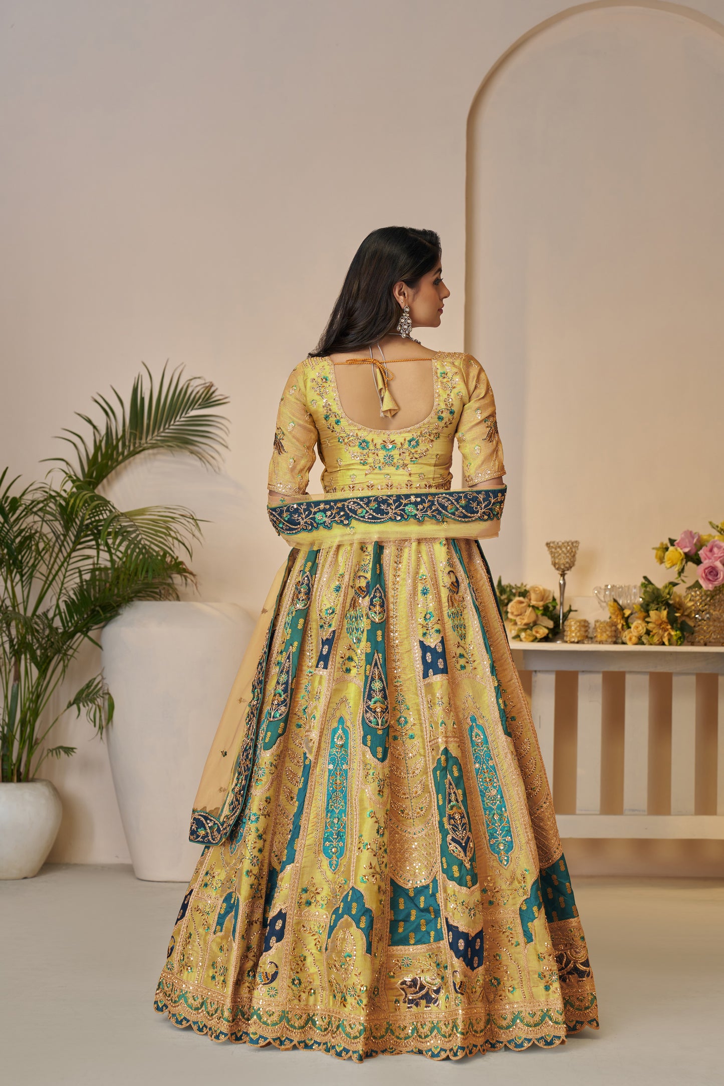 The Rajsi Haathi Collection: Stunning Yellow Banarasi Lehenga