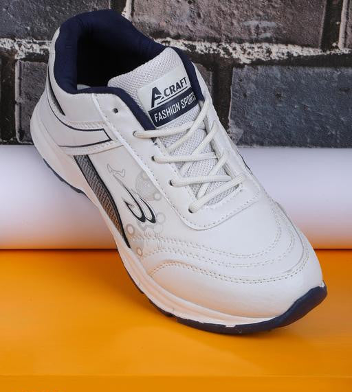 Angel Craft White Solid Basketball Shoes for Men