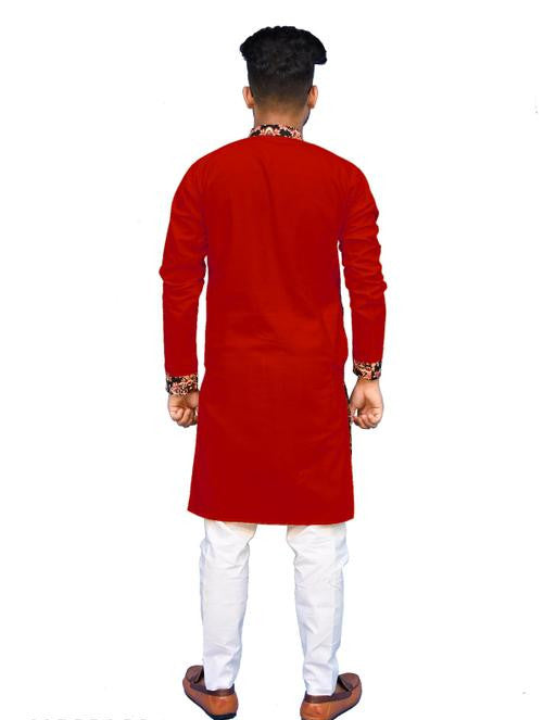 Elegant Men's Side Panel Cotton Blend Kurta