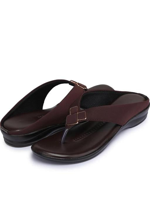 Brown Solid Slip-On Sandals for Women – Trendy & Comfortable