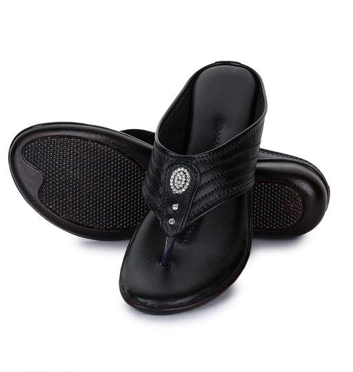 Black Solid T-Strap Flats for Women