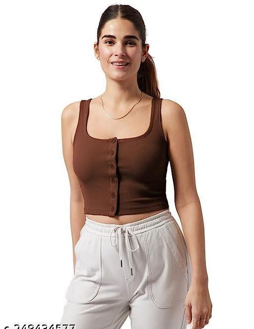 Women's Square Neck Button Tank Top – Lycra