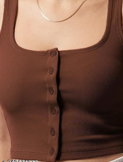 Women's Square Neck Button Tank Top – Lycra