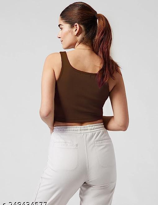 Women's Square Neck Button Tank Top – Lycra