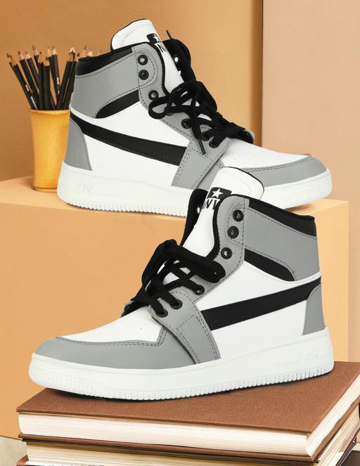 Stylish Grey High-Top Sneakers for Men & Boys