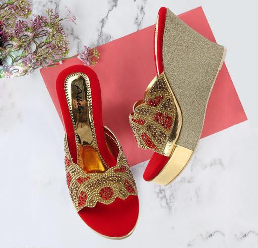 Albela Women's Trendy Partywear & Bridal Wedge Heel Sandal