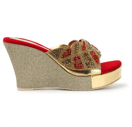 Albela Women's Trendy Partywear & Bridal Wedge Heel Sandal