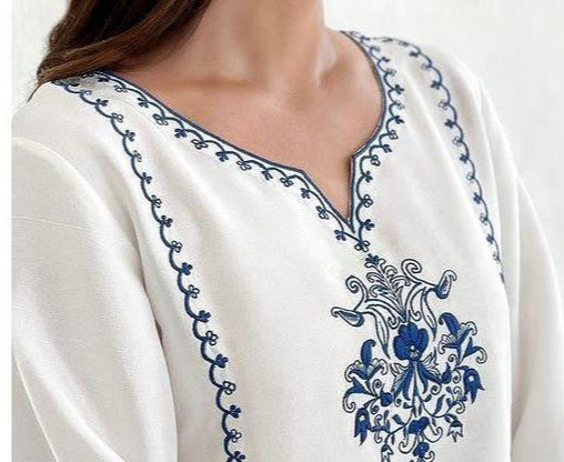 Big Size White Embroidery Kurti