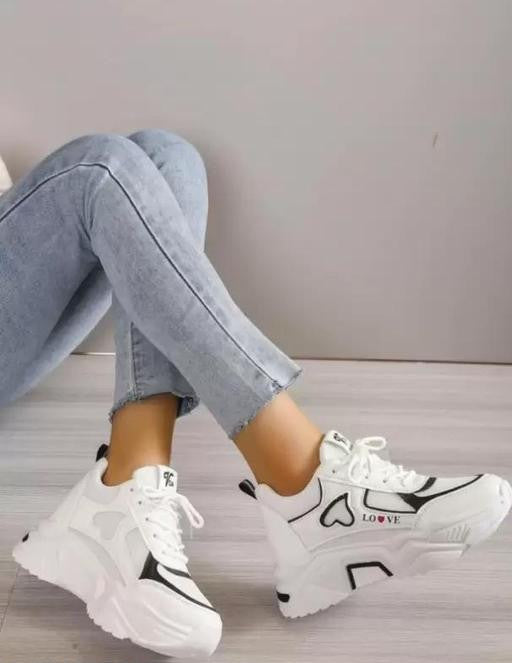 Black & White Printed Casual Sneaker Shoes for Women