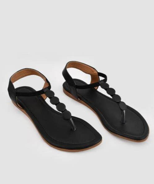 Fashion Black T-Strap Sandals