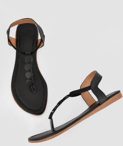Fashion Black T-Strap Sandals