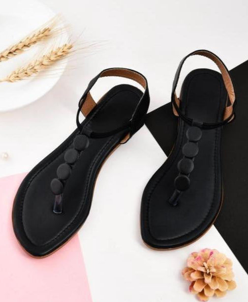 Fashion Black T-Strap Sandals