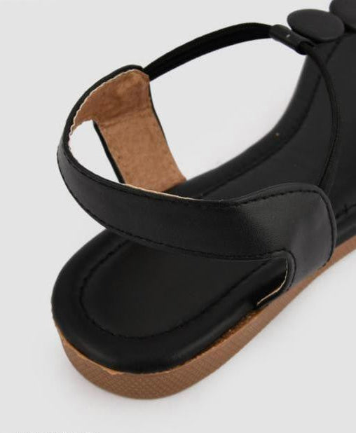 Fashion Black T-Strap Sandals