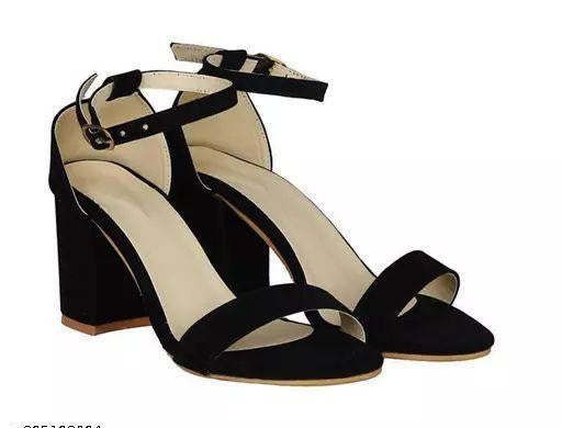 Women's Black Solid Medium Heels – Chic & Comfortable