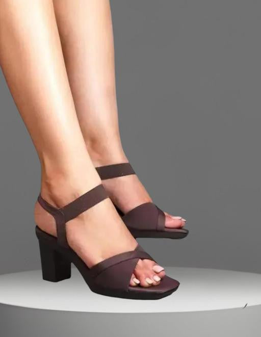 Attractive Women Heels - Solid Pattern Lycra Sandals