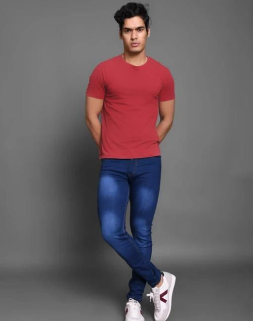 Men's Dyed/Washed Denim Jeans - Royal Blue