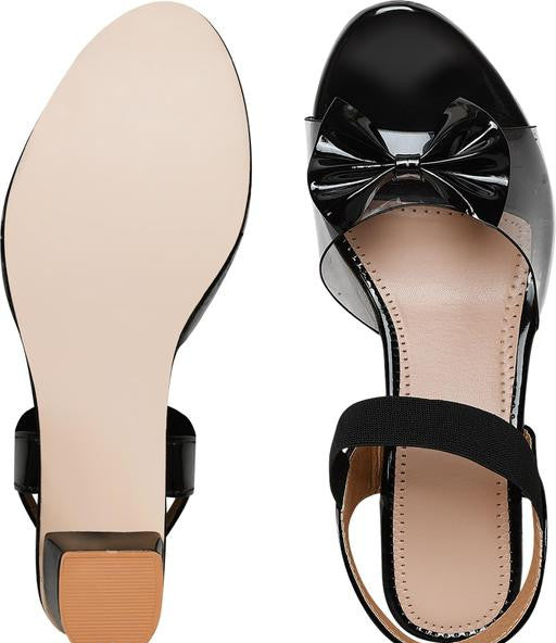 Black Solid Medium Heel Sandals - Versatile and Stylish for Women
