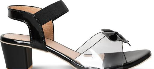 Black Solid Medium Heel Sandals - Versatile and Stylish for Women