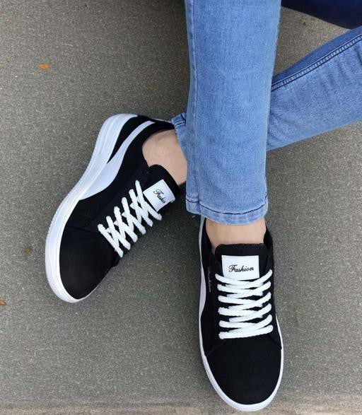 Xylus Black Canvas Casual Walking & Gym Shoes for Men