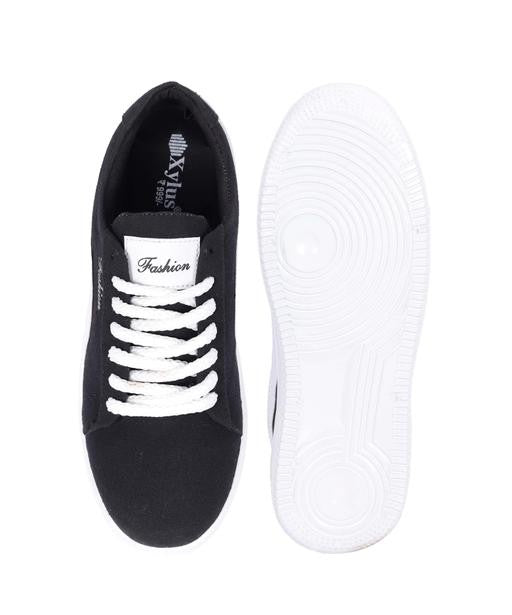 Xylus Black Canvas Casual Walking & Gym Shoes for Men