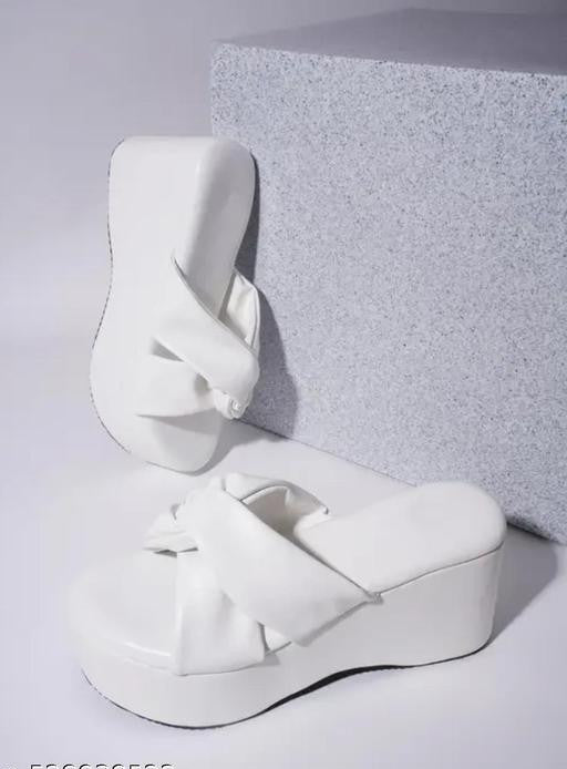 White Platform Wedge Heels – Chic 3-Inch Design with Tassels