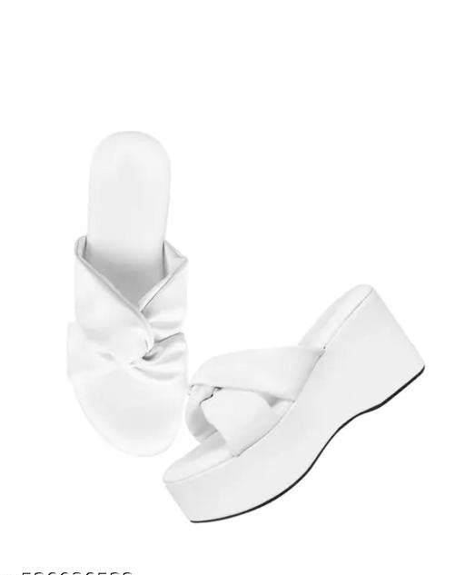 White Platform Wedge Heels – Chic 3-Inch Design with Tassels