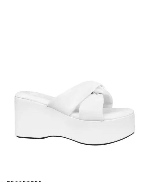 White Platform Wedge Heels – Chic 3-Inch Design with Tassels