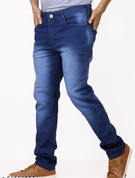 Trendy Denim Slim Fit Full Length Jeans Pants for Men