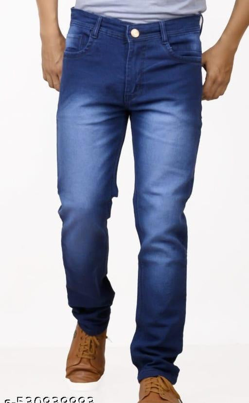 Trendy Denim Slim Fit Full Length Jeans Pants for Men