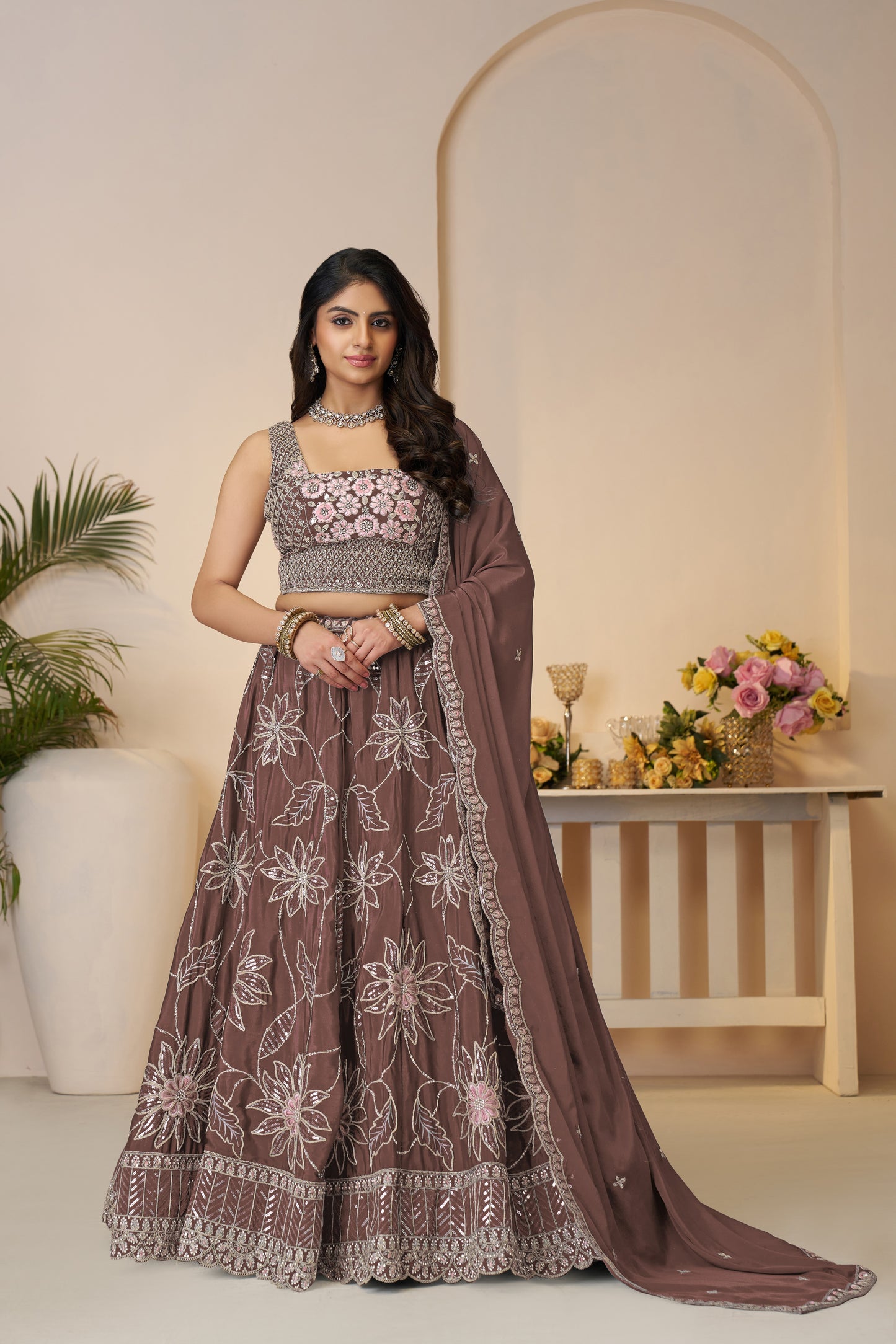 Blossom in Spring Mauve Color Sequin-Styled Lehenga for the Dreamy Bridesmaid