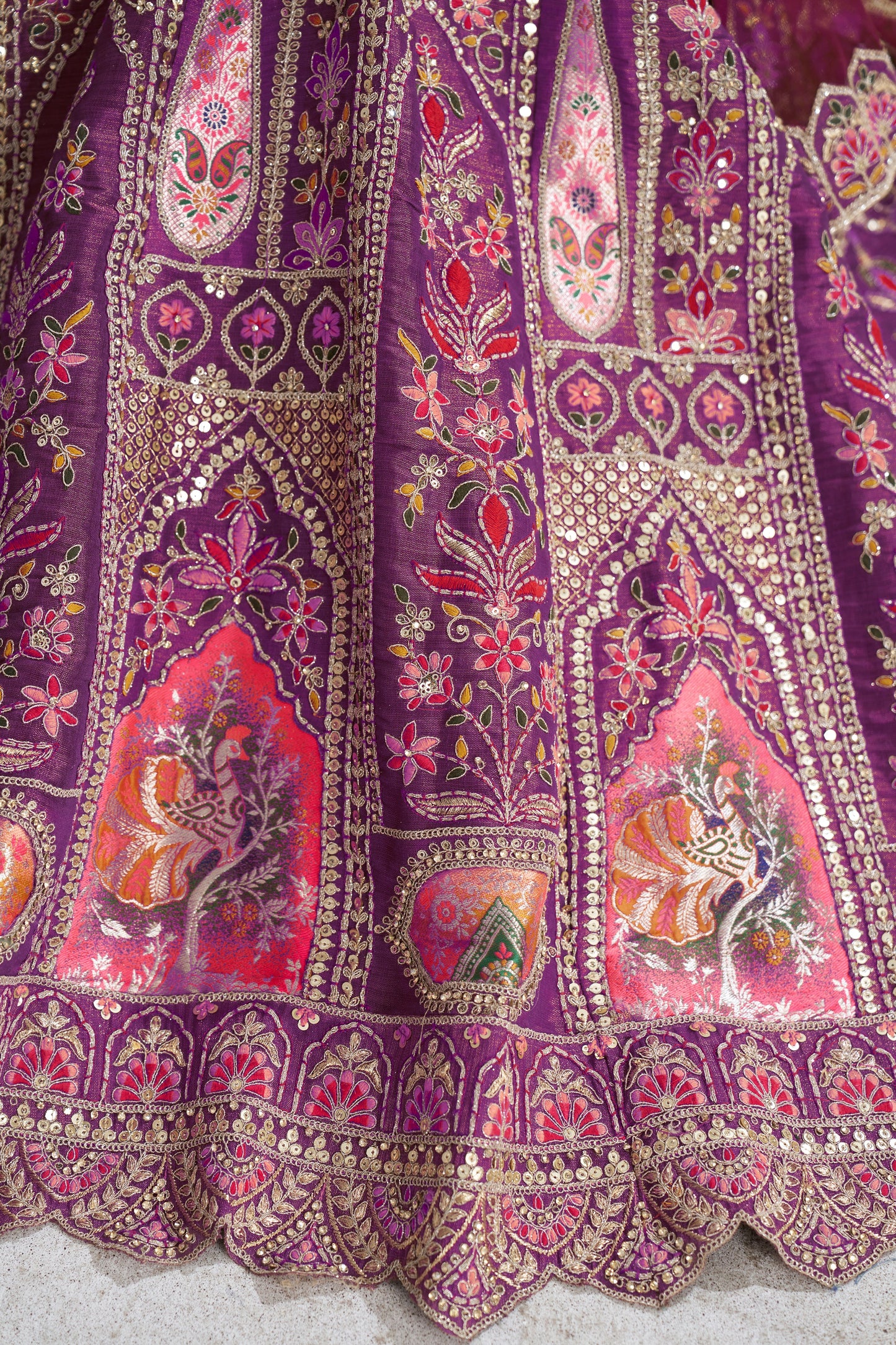 Berry Purple Bridesmaid Lehenga with Patch & Aari Work - Semi Stitched Lehenga Choli