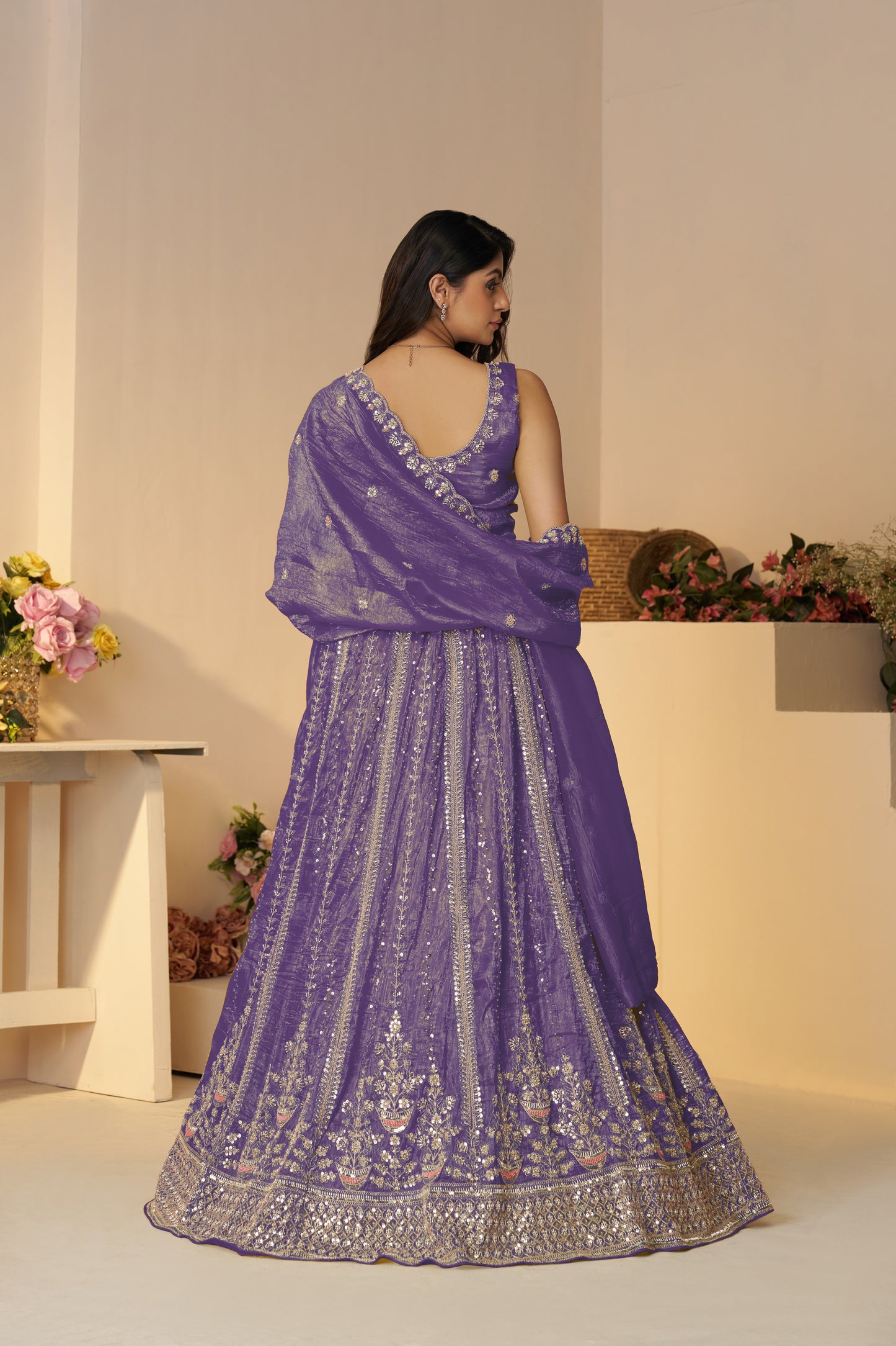 Dark Purple Bridal Wear Lehenga