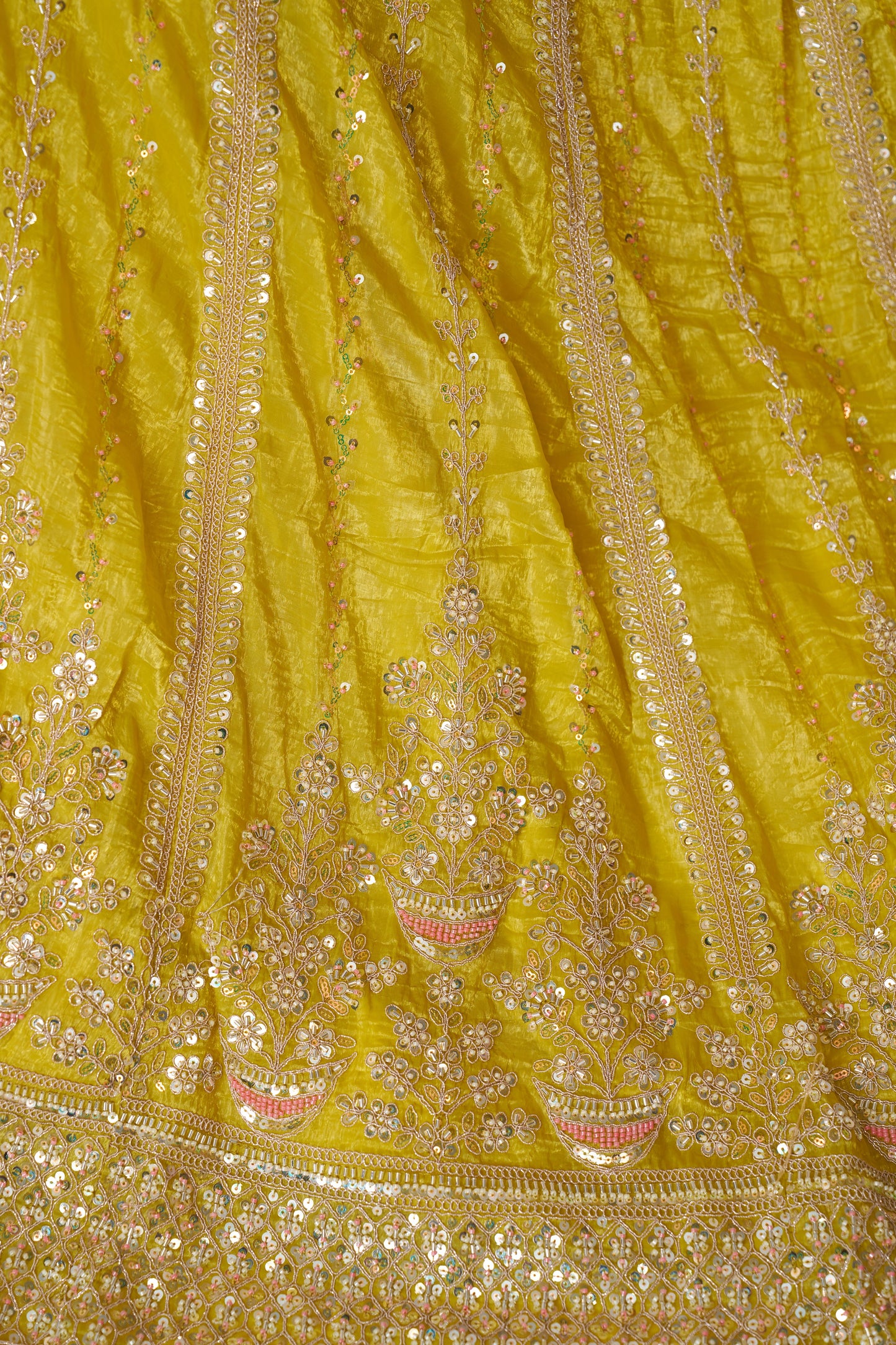 Haldi Ceremony Yellow Lehenga with Sequins & Cut Dana Work