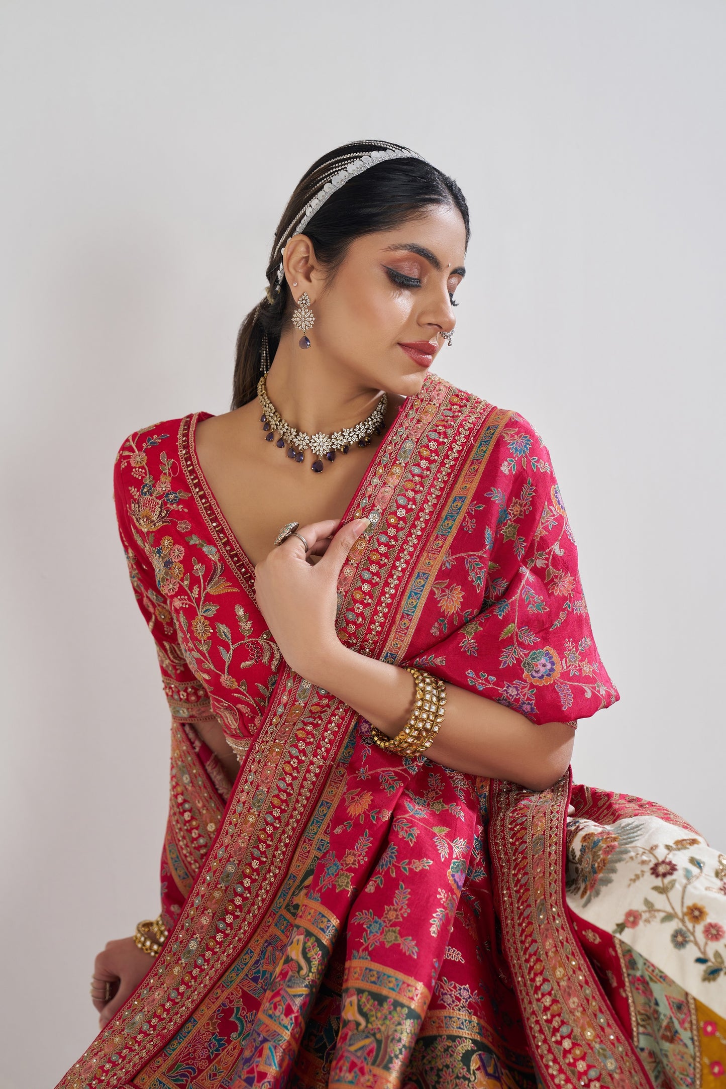 Multicolour Banarsi Mosaic Scallop Designer Bridal Lehenga