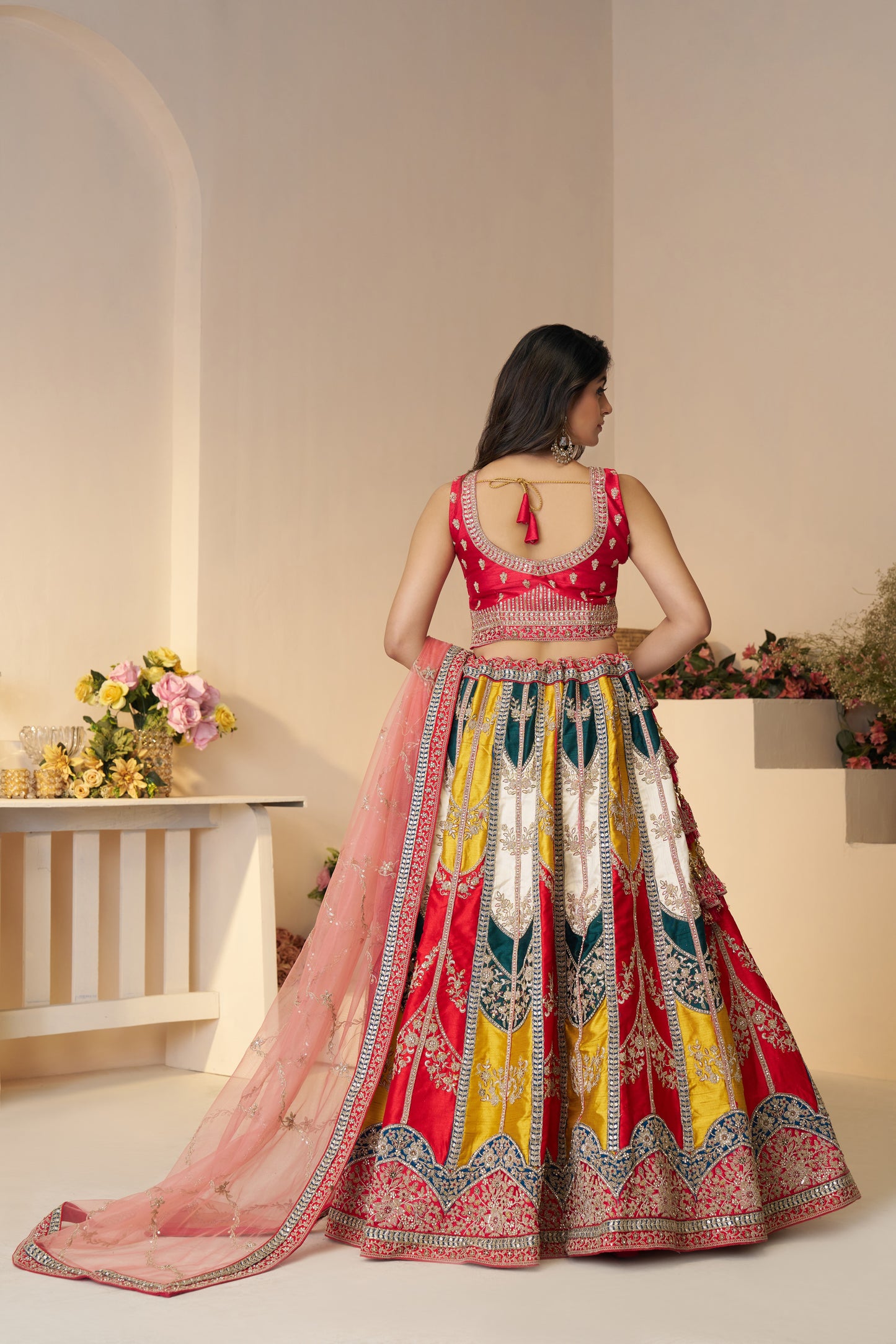 Vibrant Multicolor Zari Work Lehenga – Perfect Bridal & Haldi Lehenga