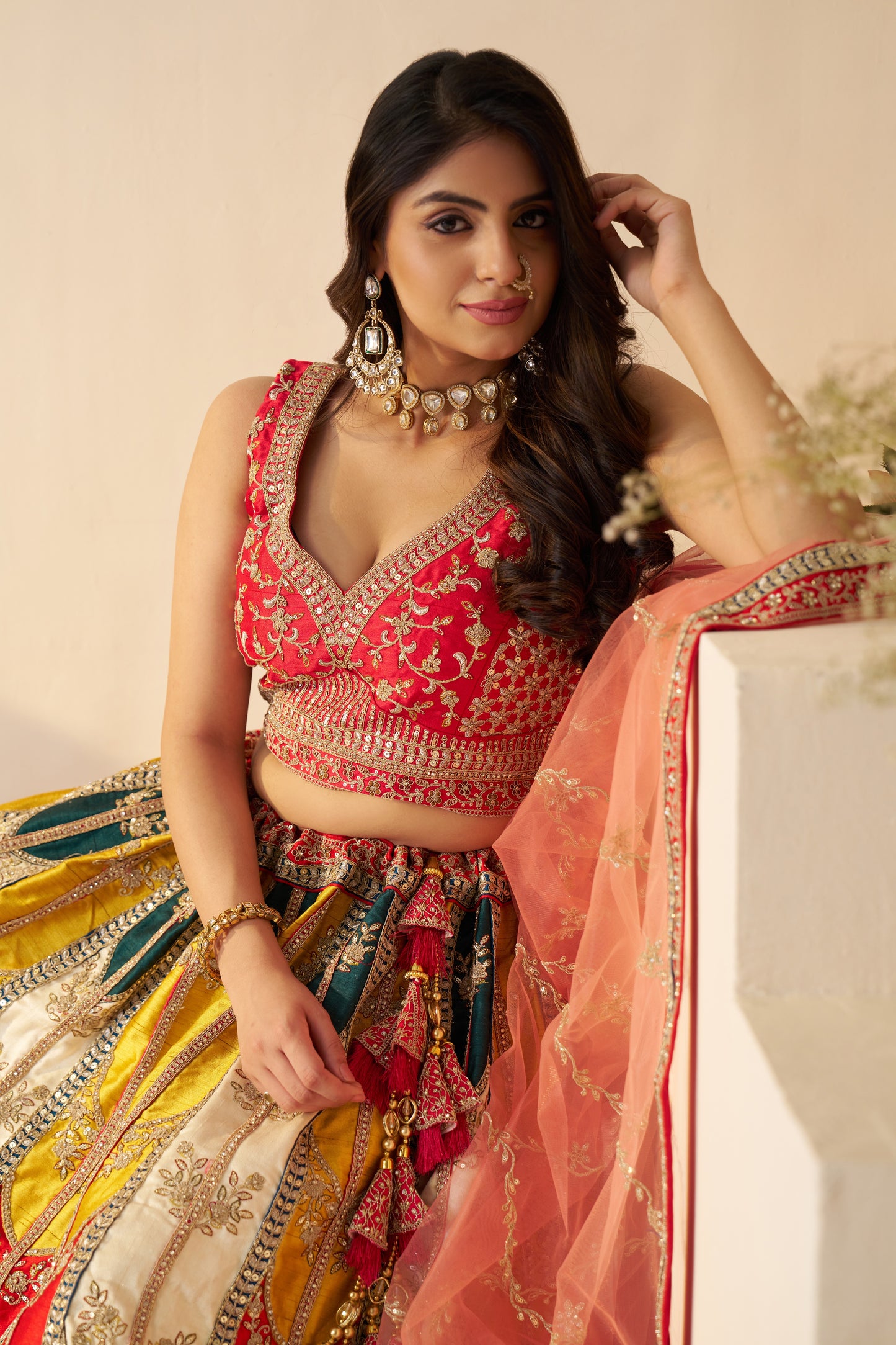 Vibrant Multicolor Zari Work Lehenga – Perfect Bridal & Haldi Lehenga