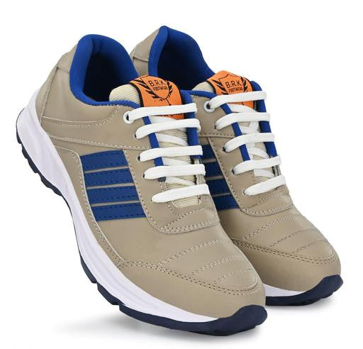 Beige Solid Running Shoes for Men