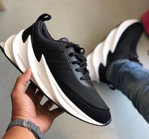 Black Solid Sneakers For Men