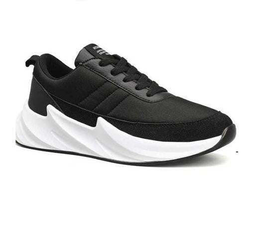 Black Solid Sneakers For Men