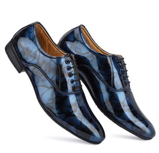 DESTA Men's Blue Partywear Patent Leather Formal Shoes
