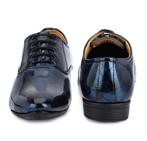 DESTA Men's Blue Partywear Patent Leather Formal Shoes