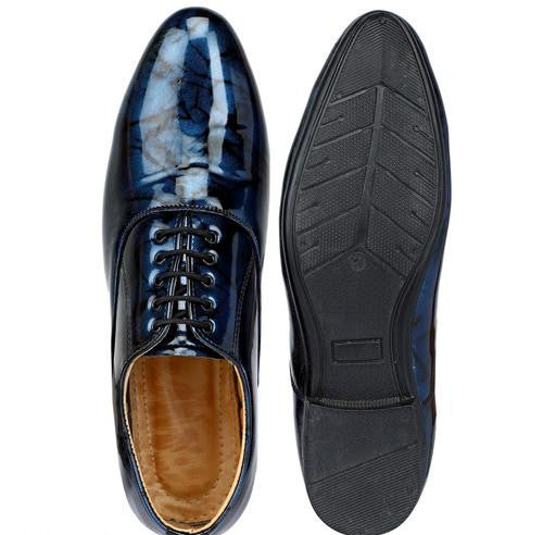 DESTA Men's Blue Partywear Patent Leather Formal Shoes